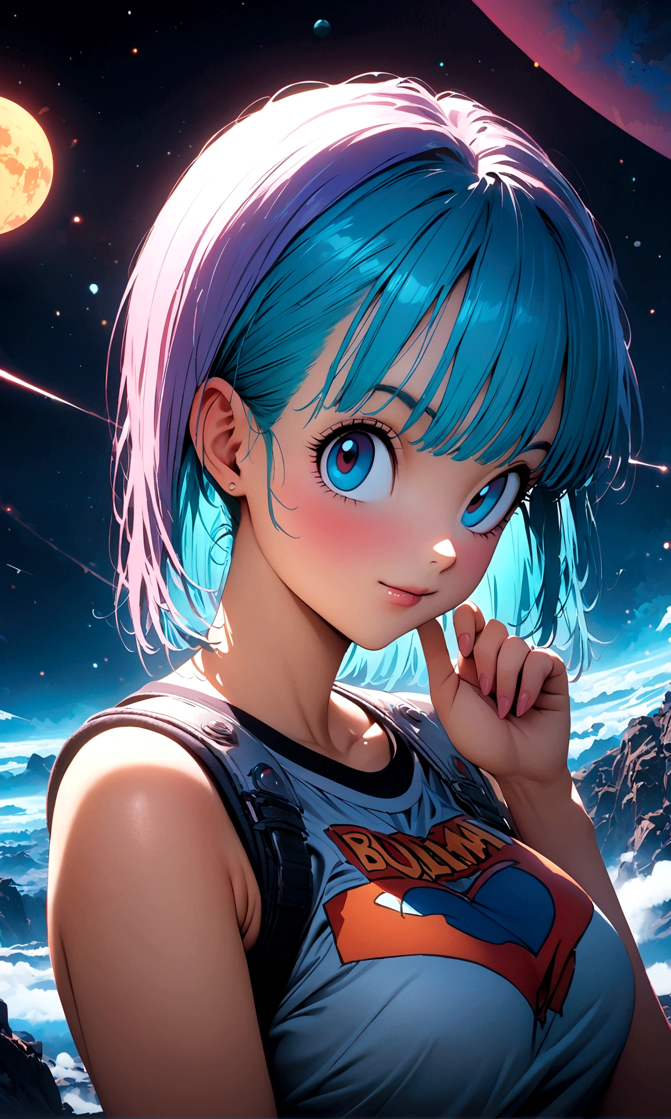 (1girl,bulma,dragon ball),,Intricate details,Wide range of colors,artwork,rendering,(masterpiece:1.3),(highest quality:1.4),(Super detailed:1.5),High resolution,Very detailed,unity 8k wallpaper,