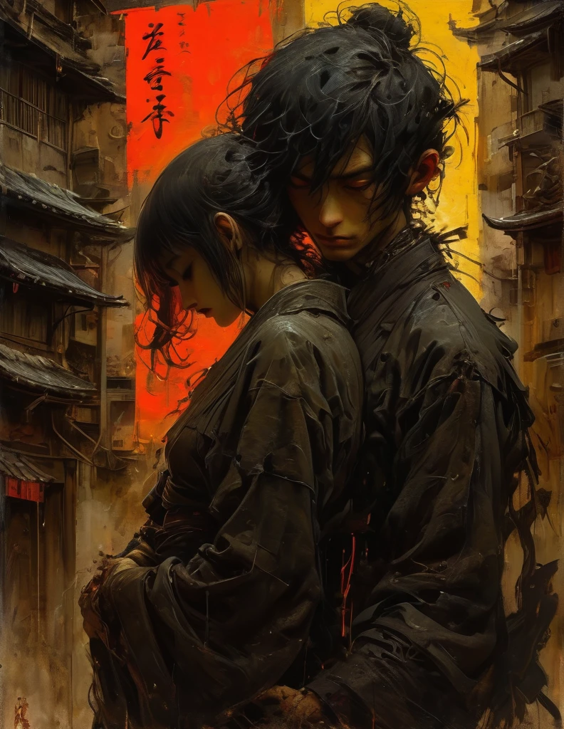 art by Charles Douglas Richardson and Mór Than and John Berke, vengeful and bustling atmosphere, silhouettes, characters outlined against a bright background, evoking intimacy without explicit details, aesthetic of japanese ukiyo, framing, ingenious opus magnum with unrivaled details, 