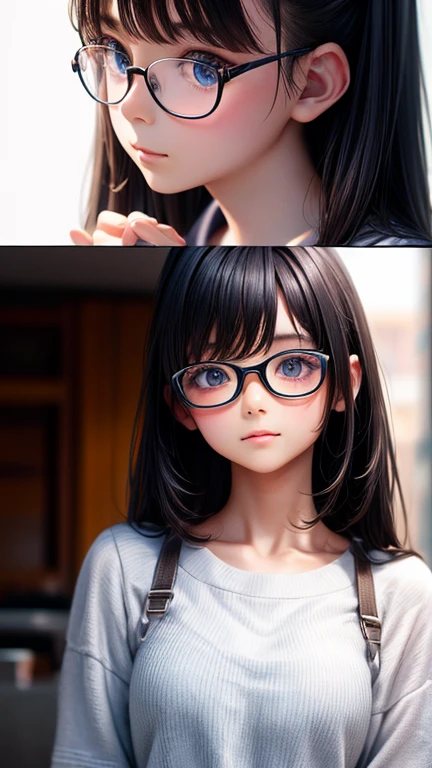 View your audience,high school girl,Leaning forward,(Random cute clothes),(Random animation pose),(Thin type),(Random hairstyle),(Best image quality, (8K), Ultra-realistic, 最high quality, high quality, High resolution, high qualityの質感, Attention to detail, Beautiful details, Fine details, Extremely detailed CG, Detailed Texture, Realistic  expressions, masterpiece, in front),(Wearing glasses:1.1)