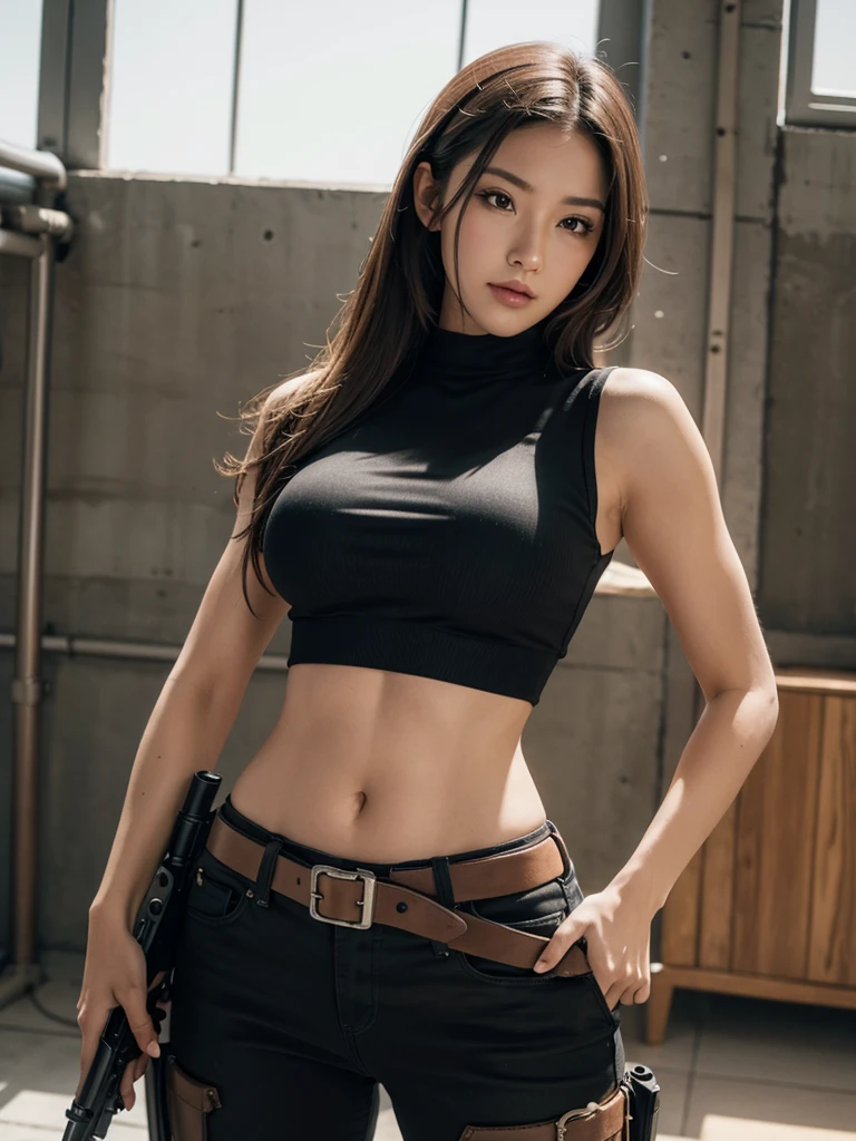 Mercenary, bow in hand, very beautiful face, shot to the hip,