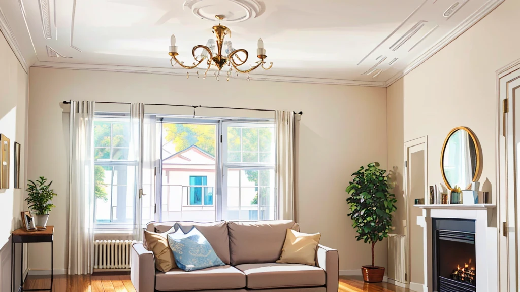 ( masterpiece, Highest quality, Super detailed,), Wide angle of view,White Room,living room,