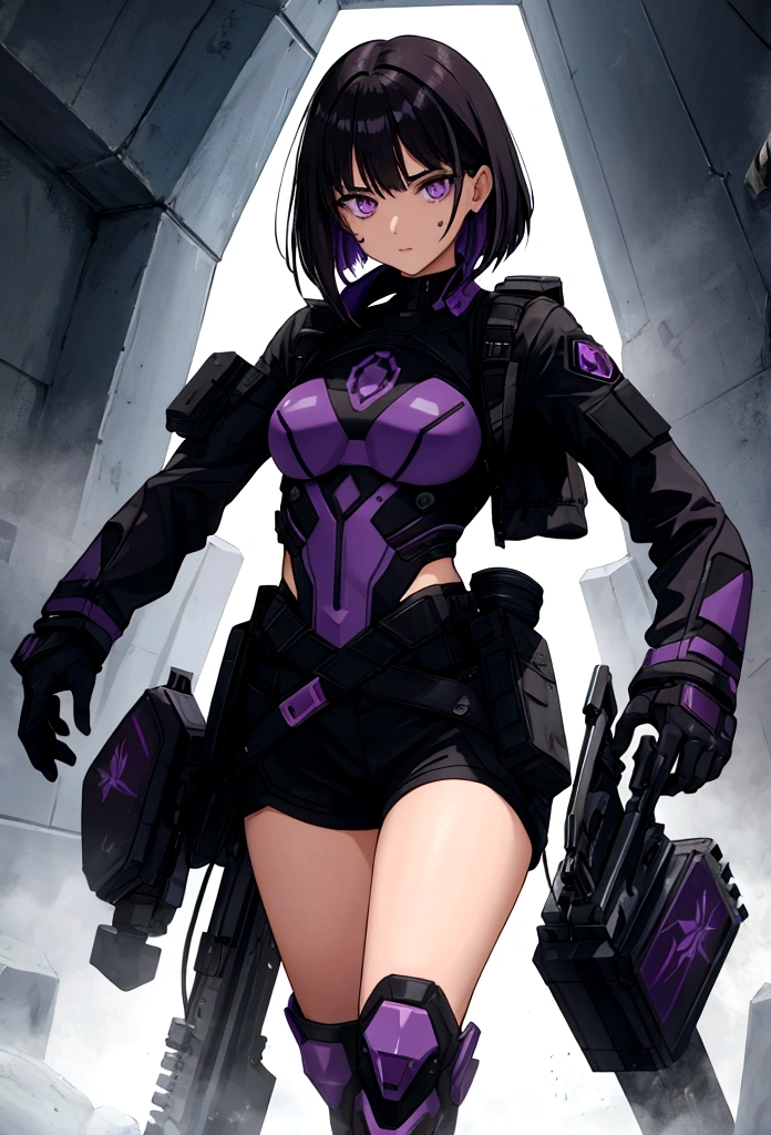 
Holoform Appearance: 
Gender: Female
Age: Appears to be in her late 20s
Height: 5'9"
Hair: Black, short, and styled in a sleek bob cut
Eyes: Dark purple
Clothing: Black tactical gear with purple accents, combat boots, and a Decepticon insignia subtly incorporated into the design
Extras: A faint scar on her left cheek, similar to the one on her optic