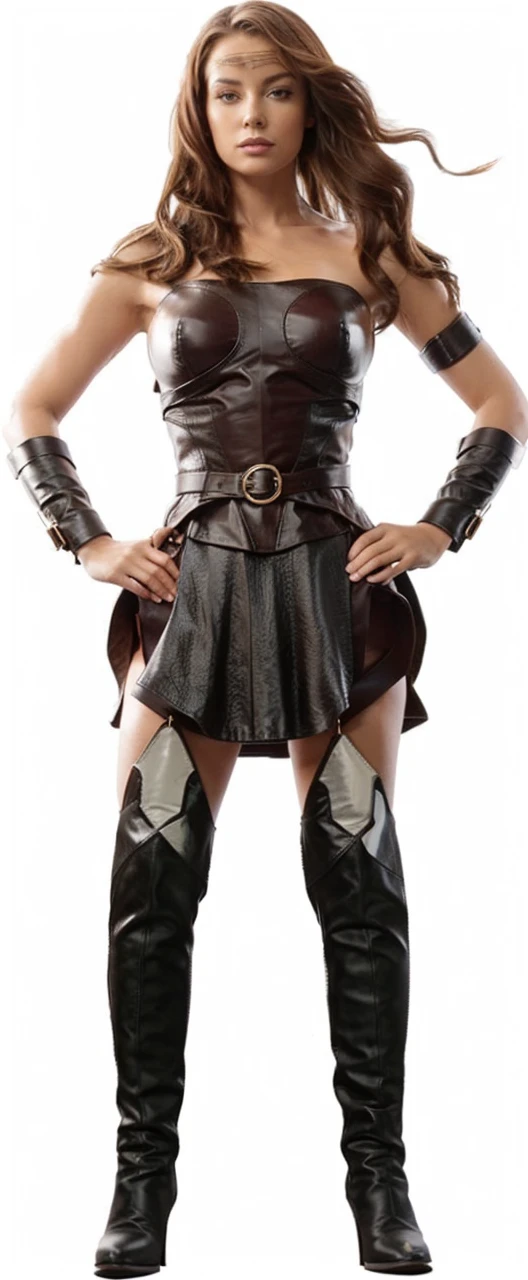 change nothing but make her shoes long leather high heel boots