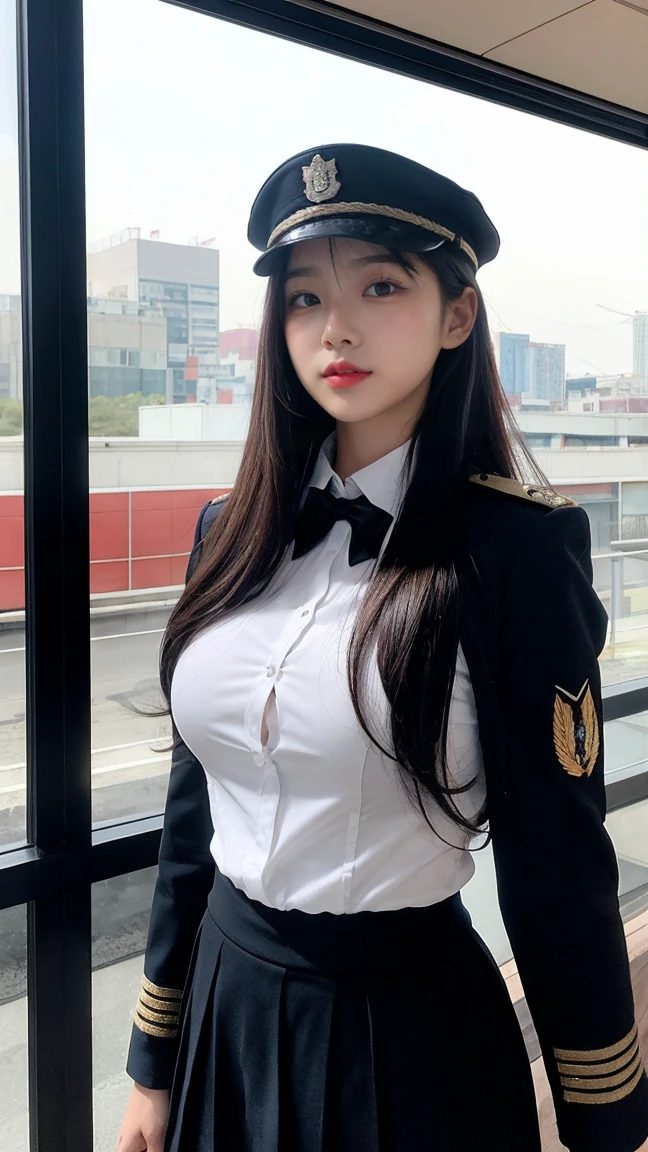 最high quality, masterpiece, 32k、Very detailed、Realistic、1 Girl, Japanese women、uniformのコスチューム、Futuristic sexy costume, uniform、アメリカ陸軍のuniform帽子、uniform、Class seal、uniformの帽子をかぶっている(military uniform hat), Cute face, (photo Actual:1.3),Edge lighting, (Skin with attention to detail:1.2), 8K超High resolution, Single-lens reflex camera, high quality, High resolution, 4K, 8K, Optimal ratio of four fingers to one thumb, (Actual:1.3), cute 1 Girl, Realistic、Super Realistic、32k、Very detailed、masterpiece, 最high quality, beautiful girl, beauty、Gorgeous girl, Big Breasts, Big Ass, Tight waist, Spread your legs, Plenty of facial detail, City of the Future, Very detailedな, High resolution, masterpiece, high quality, High resolution, 