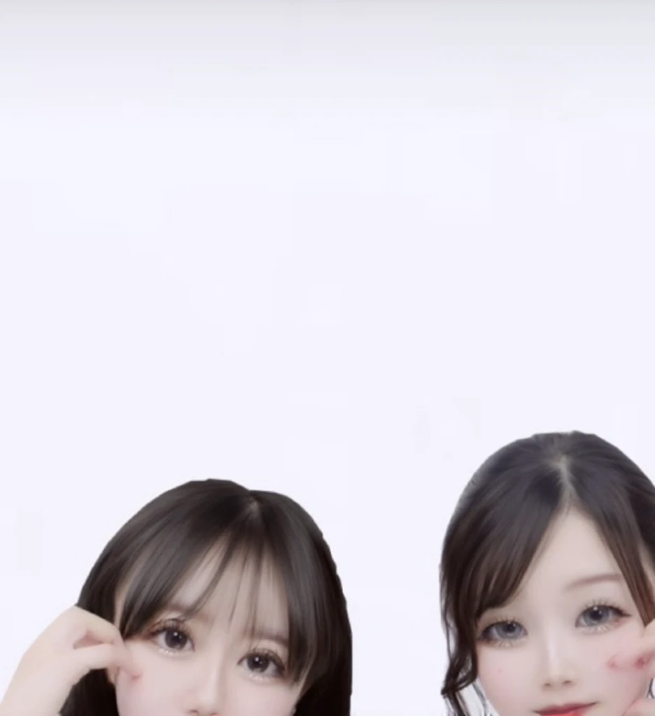 Two Asian women sitting side by side on a white floor, Yoshitomo Nara and Aya Takano, Ulzzang, Profile photo, nixeu and sakimichan, sakimichan, Two beautiful anime girls, Live2D Virtual Youtuber Model, Gwaiz, Trending on cgstation, Larisa Manovar，(((naked body)))､(((whole body)))