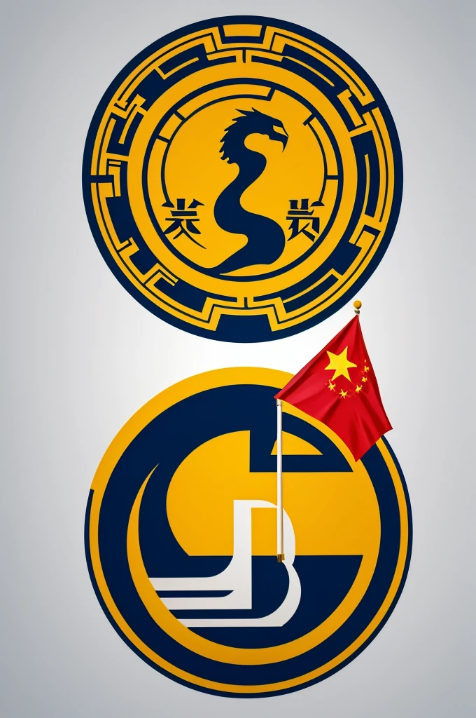 School logo design, circle, Chinese style