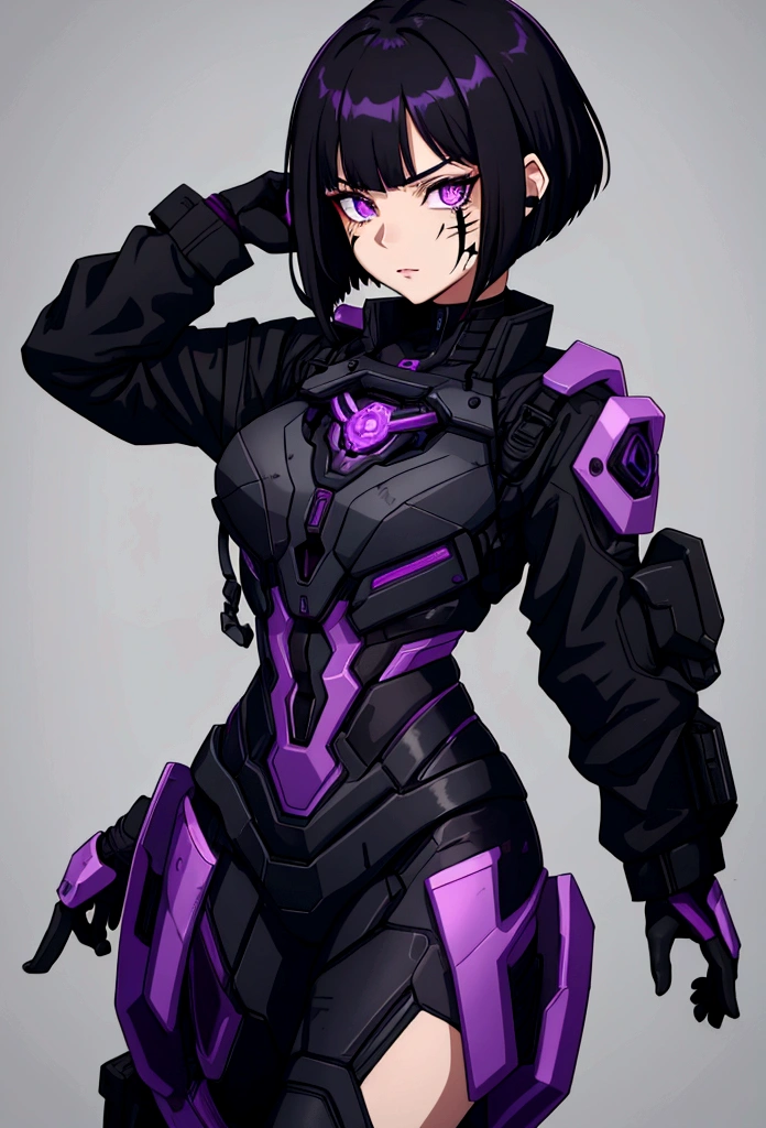 Holoform Appearance: Gender: Female Age: Appears to be in her late 20s Height: 5'9" Hair: Black, short, and styled in a sleek bob cut Eyes: Dark purple Clothing: Black tactical gear with purple accents, combat boots, and a Decepticon insignia subtly incorporated into the design Extras: A faint scar on her left cheek, similar to the one on her optic