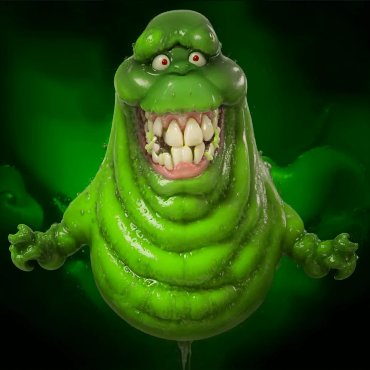 Elon musk a green creature with a big mouth and a big smile, slimer, monster slime, green slime, gelatinous with a smile, drooling goo, slimey, cgsociety), dripping green slime, monster slimy, slimy, cartoon creature, by Patrick Brown, cgsociety 4k", closeup!!!!!!, ectoplasm, green slime everywhere