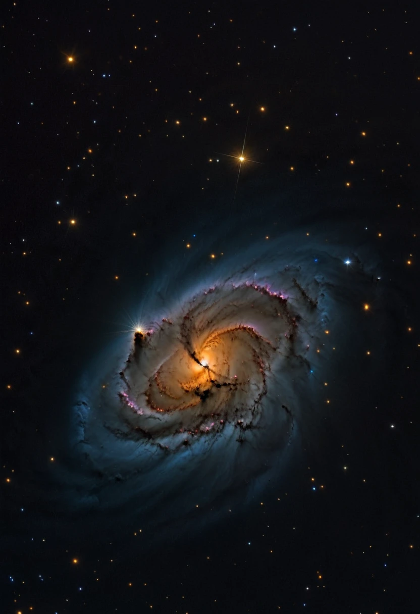 golden light pierces dark nebula clouds