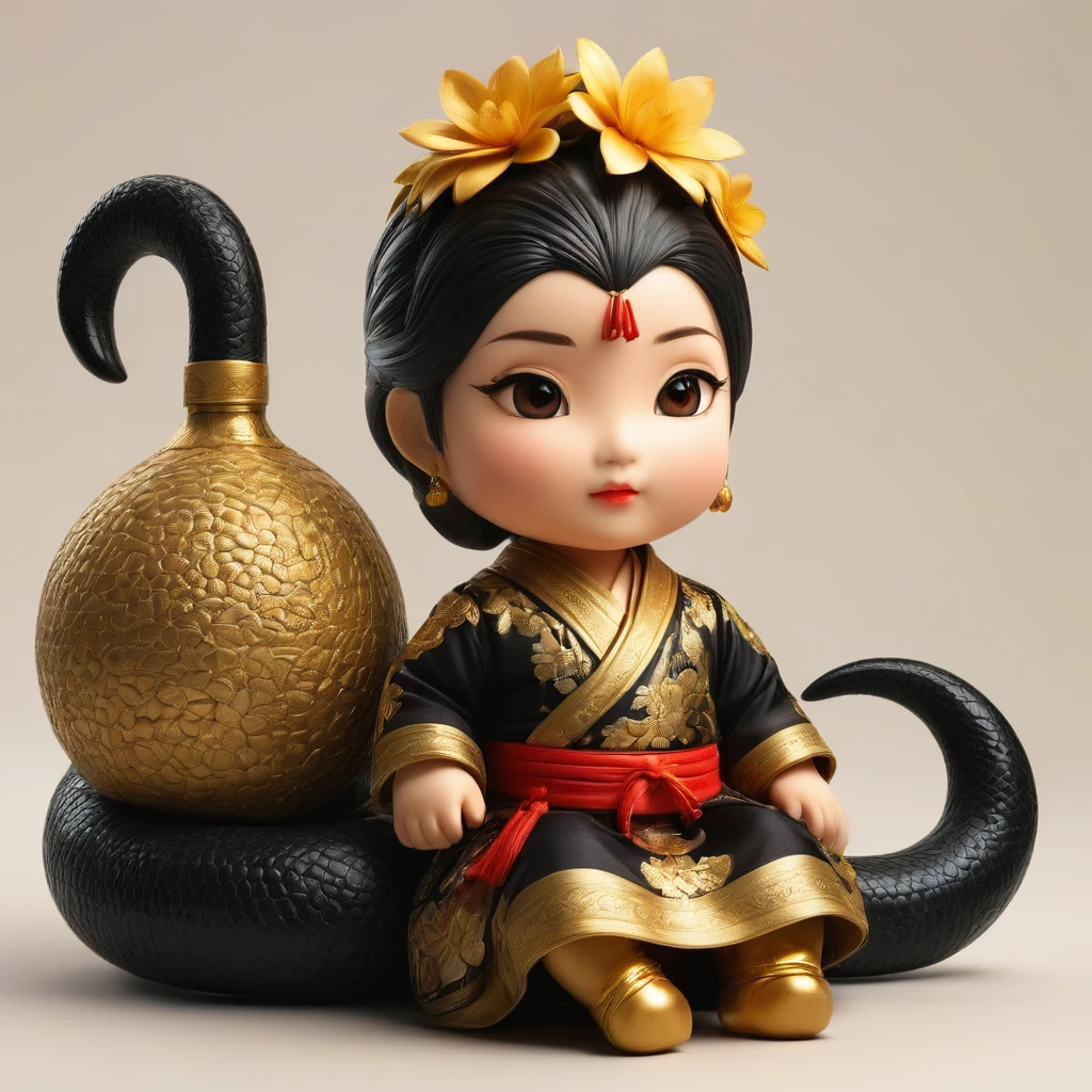 Su'i is a character whose base color is black, decorated with small stripes and floral motifs and decorated with gold and silver threads.
