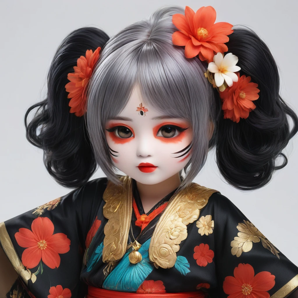 Su'i is a character whose base color is black, decorated with small stripes and floral motifs and decorated with gold and silver threads.