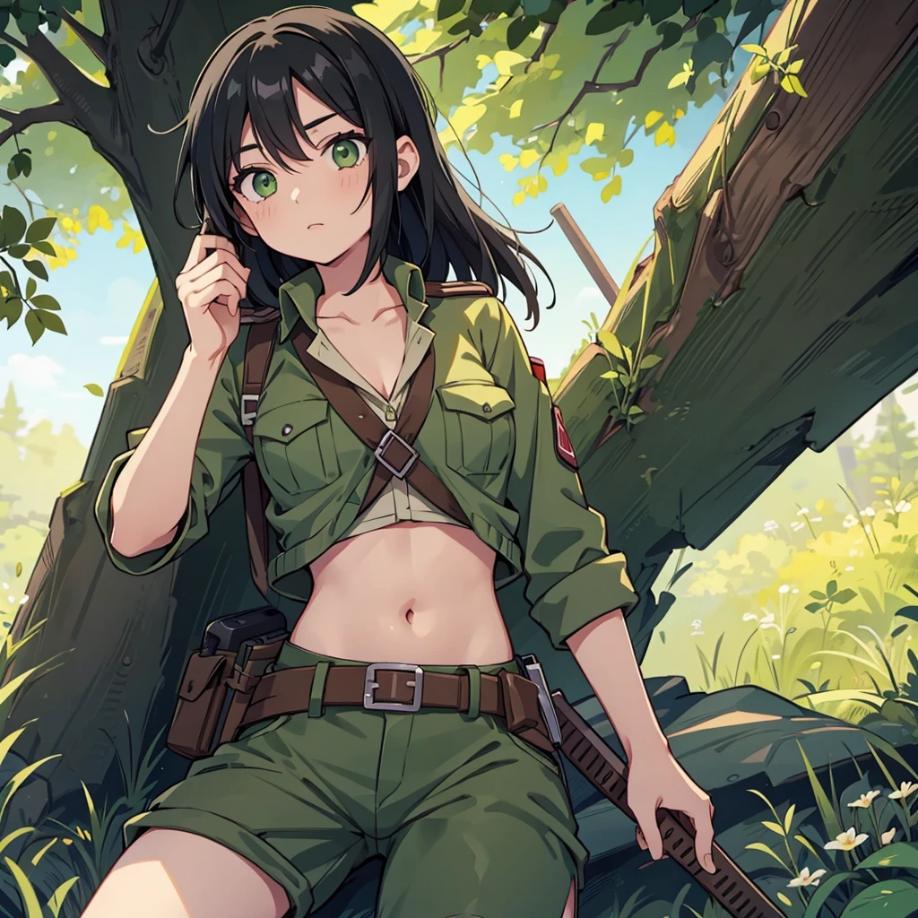 AOT FEMALE SCOUT REGIMENT BLACK HAIR SCOUT REGIMENT FEMALE GREEN EYES. Beautiful, good sized chest. Gorgeus