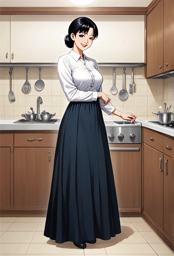 detailed illustration (side view),dynamic angle,ultra-detailed, illustration, pose for the camera, smiling at viewer, clean line art, shading, anime, 2020’s anime style, detailed eyes, detailed face, beautiful face,

Anime, 2d anime, cartoon anime, detailed illustration, dynamic angle, ultra-detailed, illustration, full body shot, 1girl, night time, 1950’s stay at home wife, button up blouse and long skirt, anime half closed eyes. A knowing smile, standing in kitchen, domestic goddess, black haired American woman, well endowed, wholesome yet sexy, motherly, nurturing, MILF