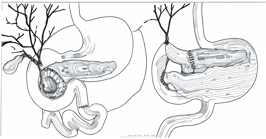 Whipple surgery, line drawing, ultra HD, 4K