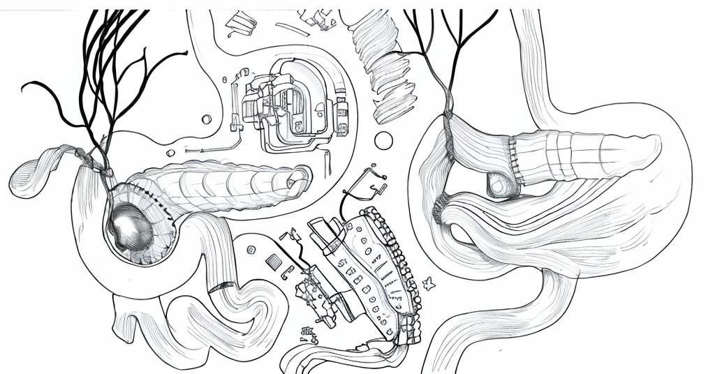 Whipple surgery, line drawing, ultra HD, 4K