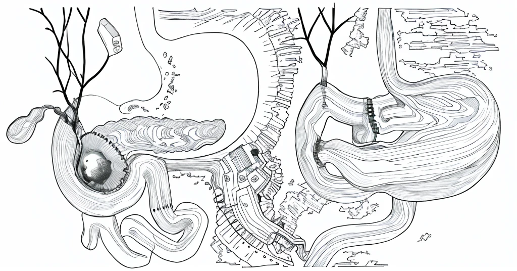 Whipple surgery, line drawing, ultra HD, 4K