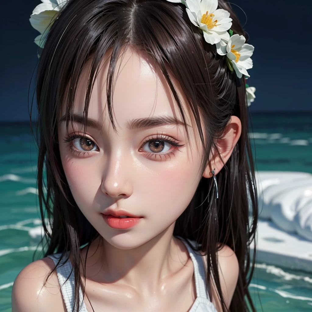 1girl, Chinese style bikini, Masterpiece, best quality, high quality, extremely detailed CG uniform 8k wallpaper,beach, sea, 