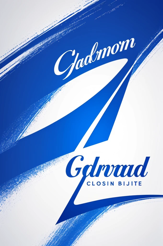 GlamourGarb, create a logo with that name, that has a blue background, black letters and white details