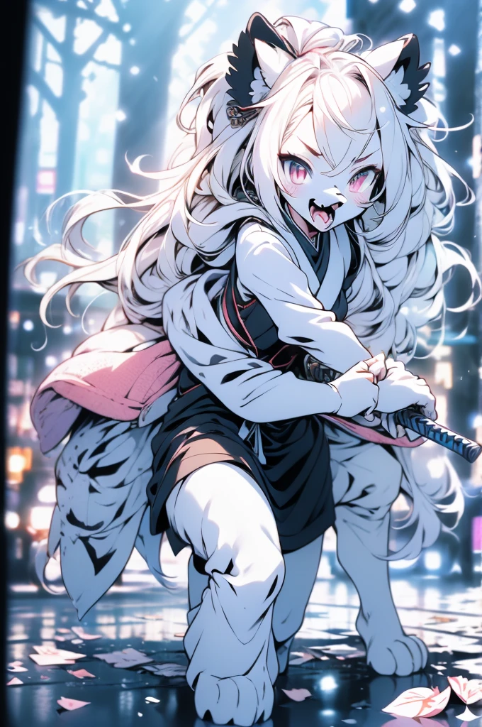 {clioranko style:1.05,rella style:0.8,QUASARCAKE style:1.4,Rolua style:1.1},Best quality,Very detailed,,light,Ray Tracing,Golden Ratio\),furry,furry,hairy,hairy,White Tiger少女,White Tiger,White Tiger,White Tiger少女,全身White hair,White Hair,White hair,Snow background,Field background,Snow background,Snowstorm Background,Snow and ice theme,Hanfu,Hanfu下摆,遮住腿的Hanfu下摆,穿着Hanfu,中式Hanfu,手持Long Sword,Sword in hand,Martial arts style,手持Long Sword的White Tiger少女,Full body close-up,Lean forward,Juhechop,Draw the sword and cut,手持Long Sword,持有Long Sword,拿着Long Sword,Long Sword,Long Sword,Long Sword,Highlight the role,Sassy,cool girl,indifferent,Cold,Loose long hair,Loose long hair,Cold气质,Loose long hair,Cold,indifferent的眼神,Messy hair,cruel,Crazy temperament,mad girl,Blood-red eyes