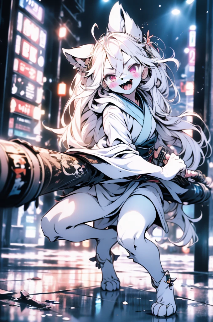 {clioranko style:1.05,rella style:0.8,QUASARCAKE style:1.4,Rolua style:1.1},Best quality,Very detailed,,light,Ray Tracing,Golden Ratio\),furry,furry,hairy,hairy,White Tiger少女,White Tiger,White Tiger,White Tiger少女,全身White hair,White Hair,White hair,Snow background,Field background,Snow background,Snowstorm Background,Snow and ice theme,Hanfu,Hanfu下摆,遮住腿的Hanfu下摆,穿着Hanfu,中式Hanfu,手持Long Sword,Sword in hand,Martial arts style,手持Long Sword的White Tiger少女,Full body close-up,Lean forward,Juhechop,Draw the sword and cut,手持Long Sword,持有Long Sword,拿着Long Sword,Long Sword,Long Sword,Long Sword,Highlight the role,Sassy,cool girl,indifferent,Cold,Loose long hair,Loose long hair,Cold气质,Loose long hair,Cold,indifferent的眼神,Messy hair,cruel,Crazy temperament,mad girl,Blood-red eyes