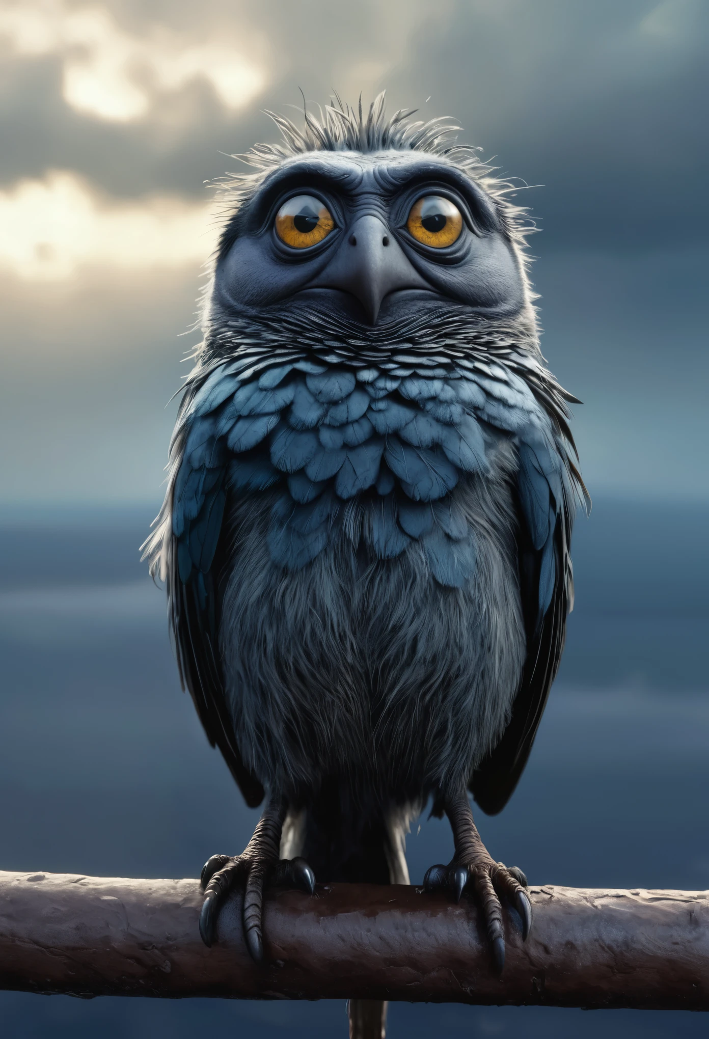 three birds sitting on a wire with a cloudy sky in the background, pixar movie still, pixar movie screenshot, frame from pixar movie, animated movie still, still from the pixar movie, still from a pixar movie, disney pixar movie still, pixar movie scene, still from pixar movie, still from a 2001 pixar movie, pixar render, animated film still,eyes extremely detailed,intricate details eyes,eyes extremely detailed, high detailed eyes,16k resolution, eyes anatomically correct,Ultra HD,HDR,hyper realism, hyper detailed,extremely Realism,Ultra Detailed,body logically correct,Extremely detailed,High contrast,Masterpiece,Realism,Ultra Detailed, intricate details,realistic humid leather, cinematic style,irina yermolova,high contrast,hdr,extremely detailed, [deep night landscape],masterpiece,intricate details,faded,eyes extremely detailed,Silverclaw,view from height,full-body-shot,High contrast,Masterpiece,Realistic,Ultra Detailed,intricate details,realistic humid skin,extremly intricate,realism,photorealism, cinematic style,irina yermolova,HDR,((Wangechi Quality)),extremely detailed, [night landscape],masterpiece,intricate details,faded,eyes extremely detailed, high detailed eyes,16k resolution,RAW, Nikon Z9,chinese orc's village of fishers on seaside,authentic,full body length,Labradorite babygirl,native italian troll ,pretty face,eyebrow up,full body shot,ominous landscape,glate gray atmosphere,by art Simon Stalenhag,Nicola Samori,(((Wangechi Mutu))),prime colors,urban,extremely detailed,masterpiece,intricate details,faded,eyes extremely detailed, high detailed eyes,4k resolution,RAW, Nikon Z9
