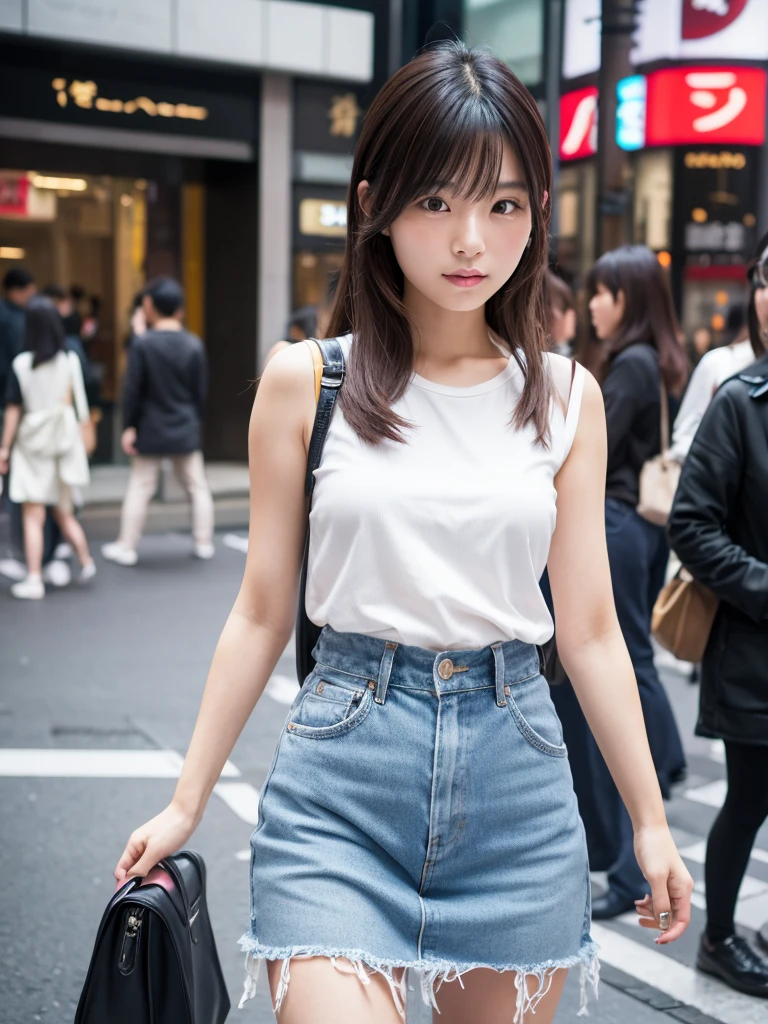 k, 1 very beautiful japanese woman age20 wearing model fashion at shibuya street –ar 5:4 –v 6.0 –style raw