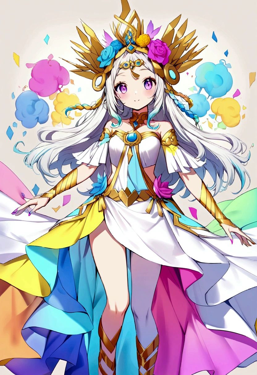 A young goddess representing creativity with different colors