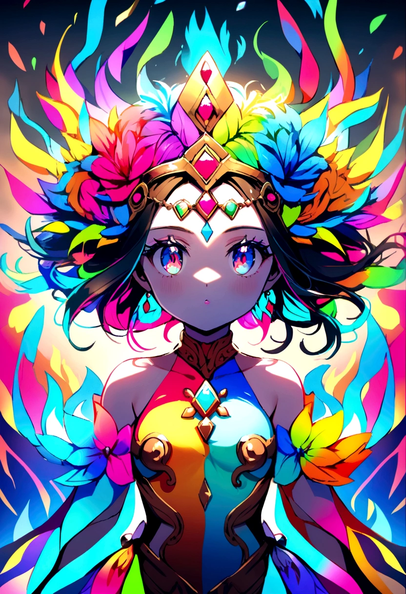 A young goddess representing creativity with different colors