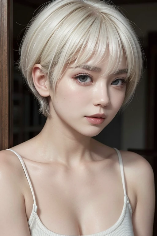 Beautiful woman with short white hair woman short hair white realistic asian beautiful beautiful