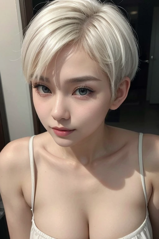 Beautiful woman with short white hair woman short hair white realistic asian beautiful beautiful