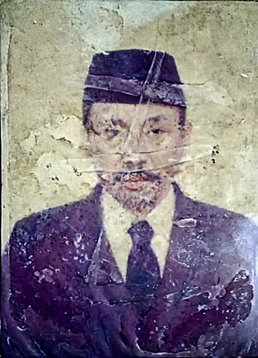 there is a man in a black suit and a black hat, raden saleh, inspired by Basuki Abdullah, khyzyl saleem, inspired by I Ketut Soki, digital art but photo, ash thorp khyzyl saleem, color portrait, mansik yang, potrait, inspired by Li Tiefu, full protrait