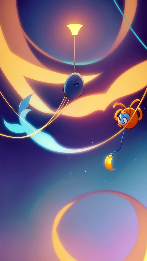 Close up of a cartoon character with a lamp on a string, blue, Iconic Characters, Aladdin, spirit, he has bouncy belly, Disney Characters, Disney Characters style, Lamp Majin