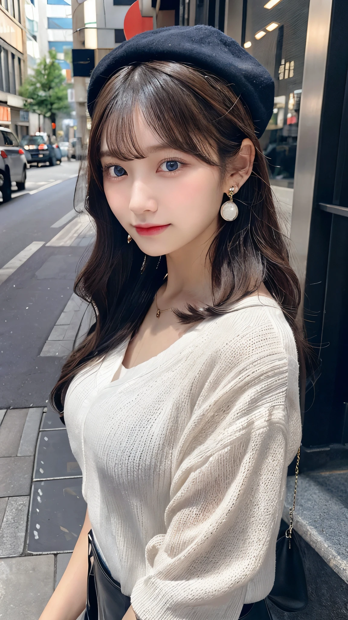(32hair,High resolution,High detail,High resolution,high density,alone,In addition:1.3),(A realistic person々,Live Action,fine grain,High resolutionの目,Beautiful Eyes,Eyes that look alive,Beautiful dark blue eyes,Fishing eyes,Detailed lips,Translucent white skin,Realistic face in every detail:1.3),(Japanese Ido,hairorean Idols,Japanese Model,hairorean models,hairorean hair-Pop Female Idols:1.2),(Blushing,Natural Makeup,necklace,Earrings,へそEarrings:1.4)(Shorts、Oversized mesh cardigan、Leather boots,hairnitted hats,Mode Style, Beautiful casual look:1.6),(Shapely breasts:1.5),(Young but very beautiful hairorean16 years old ,Cool eyes,Laugh a little,turn around,looked back,Looking into the camera,Fashion Leader,Fashion Model,Soft Skin,Unforgettable Eyes,Her eyes are so beautiful,I want to go to the Paris Collection.........,Cutting-edge fashion:1.6、Left eye is red、Right eye blue、Face close-up