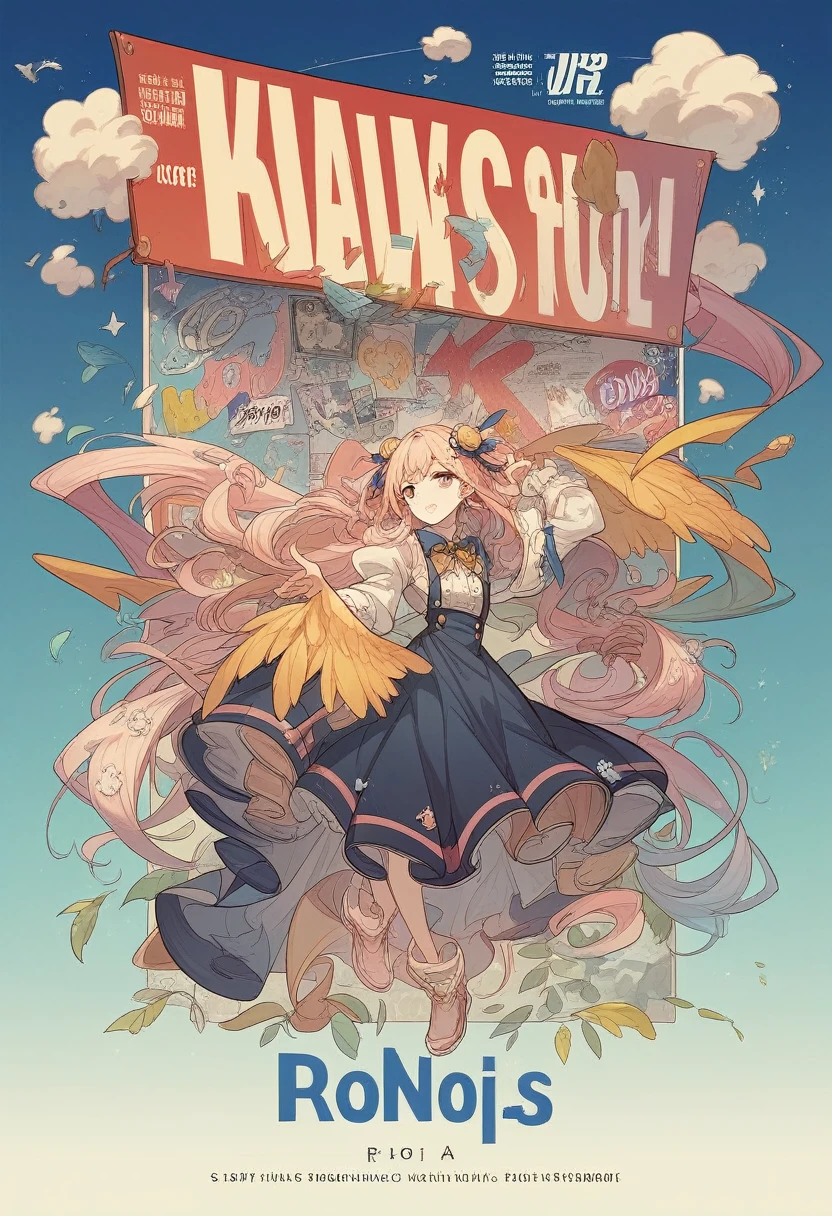 there is a poster of a girl with a blue background, a poster inspired by Gang Hui-an, tumblr, graffiti, anime cover, album art cover, album artwork, official artwork, album cover, album art, [ floating ]!!, e-girl, e - girl, official poster, promo poster, full image, poster, aesthetic!!!!!!!!!!, mistic