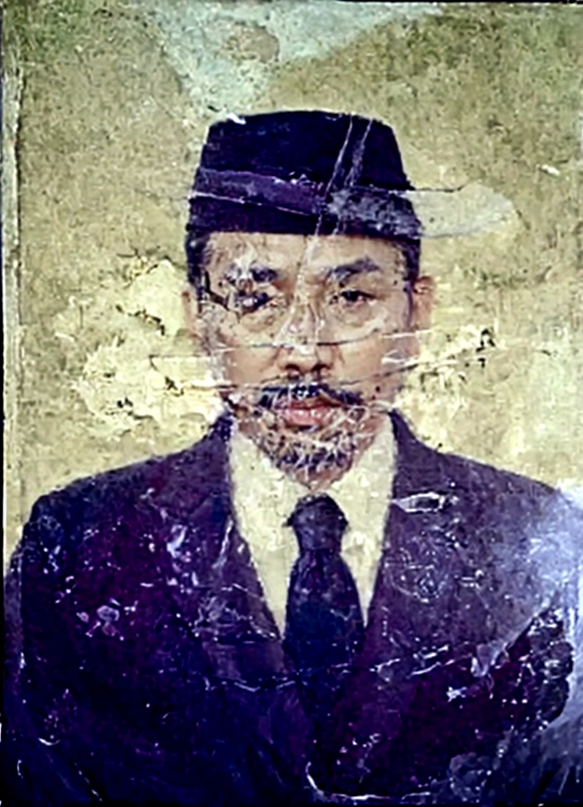 there is a man in a black suit and a black hat, raden saleh, inspired by Basuki Abdullah, khyzyl saleem, inspired by I Ketut Soki, digital art but photo, ash thorp khyzyl saleem, color portrait, mansik yang, potrait, inspired by Li Tiefu, full protrait