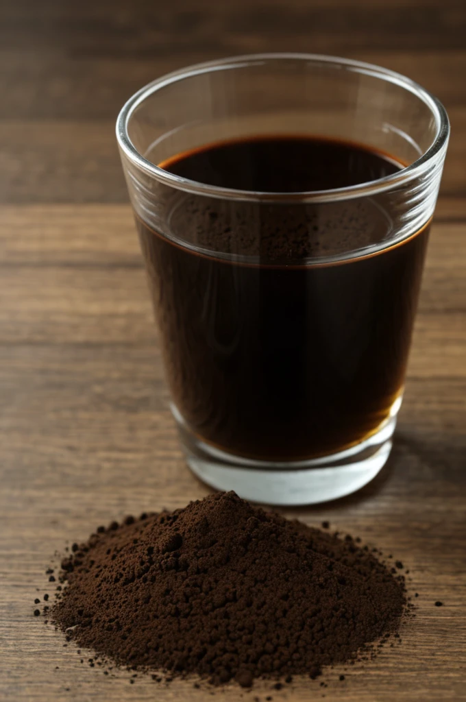 Small glass glass with 10 grams of soil and 10ml of water