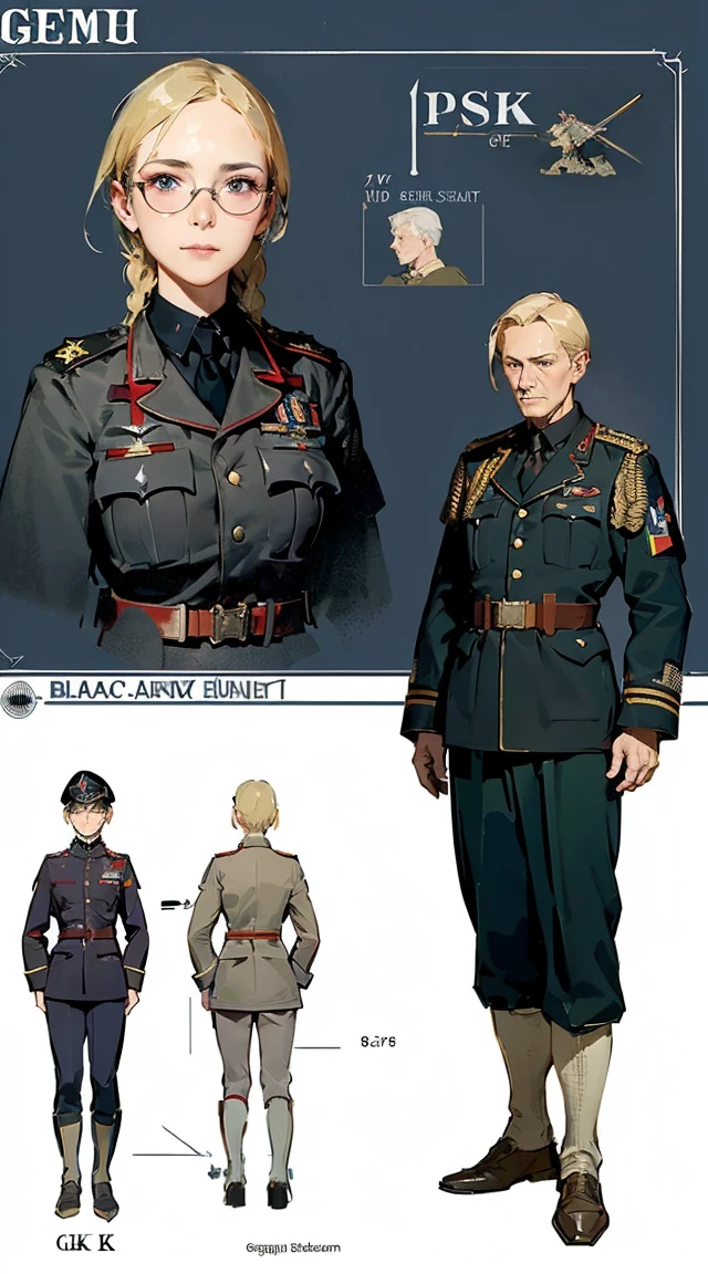 (by Greg Rutkowski: 1.2), (concept art:1.5), (masterpiece), ((best quality)), extremely delicate and beautiful, illustration, (character sheet: 1.5), {fantasy creature}, 8K post-production, high resolution, ((highly detailed)), HDR, intricate, miling minchen, aburdes, (mouth:1.16) closed, balanced eyes, (Best quality details:1.2),realistic,8K High definition,Ultra Detailed,High quality texture,intricate details,detailed texture, finely detailed, high detail, extremely detailed high quality texture cg, high quality shadows, ((masterpiece, best quality)), illustrations, ultra-detailed 8K, realistic, clear focus, highly detailed, professional lighting, colorful details, iridescent colors BREAK factory super long lens, large mechanical robot structure, microchips, computers, luminescence, intricate details, Shitu-Mecha, 1girl standing in front of the audience, navel (extremely detailed CG unity 8k wallpaper), (masterpiece), (best quality), (ultra-detailed), (best illustration), (best shadow), (absurdres), (extremely detailed CG unity 8k wallpaper), BREAK girl, sweat, steam, medium breast, nsfw, shy, light smile modest, remote shooting, detailed beautiful delicate face, Detailed beautiful delicate eyes, perfect facial proportions, High definition skin, thin skin, best four inch aspect ratio. With a thumb, a masterpiece, highy detailed, Realistic, (German World War II general uniform reference : 1.8), the highest facial resolution, , mulher modestmente vestida, fully dressed, ( mic, blackquality hair, black bangs straight, super thin braids, bangs straight, Red glasses, dark green eye, science fiction, Fighter aircraft, standing On the landing of a Fighter aircraft, the agency, a deeply intelligent personality, A calm expression, a respectful face, a war, a Fighter aircraft