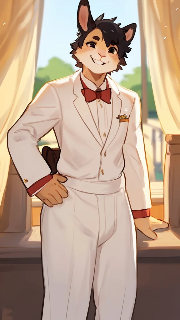 By bebebebebe, by lostgoose, by goonie-san, solo, wedding with bow and arrow, boy, rabbit, sexy, hair, smiling, happy, 