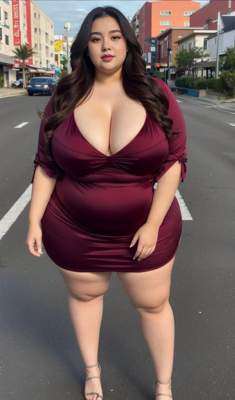 ((best quality)), ((masterpiece)), (detailed), perfect face, araffeTight skirtsShort , thicc, wavy short hair, she has a jiggly fat round belly, bbwchan, wearing tight simple clothes, skinny waist and thick hips, widest hips, her belly is fat and round, soft curvy shape, hyperrealistic full figure, wearing a cute top, wide hips, Blue swimsuit,On the beach by the seaBlue