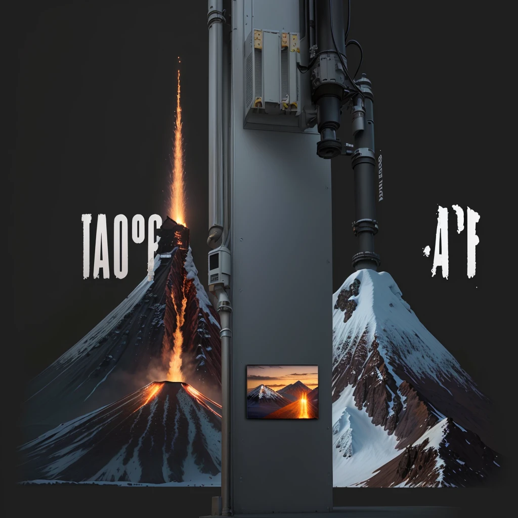Highest quality,Realistic style,reality,The background on the left is a picture of a volcano, The background on the right is cold and snowy, product photo