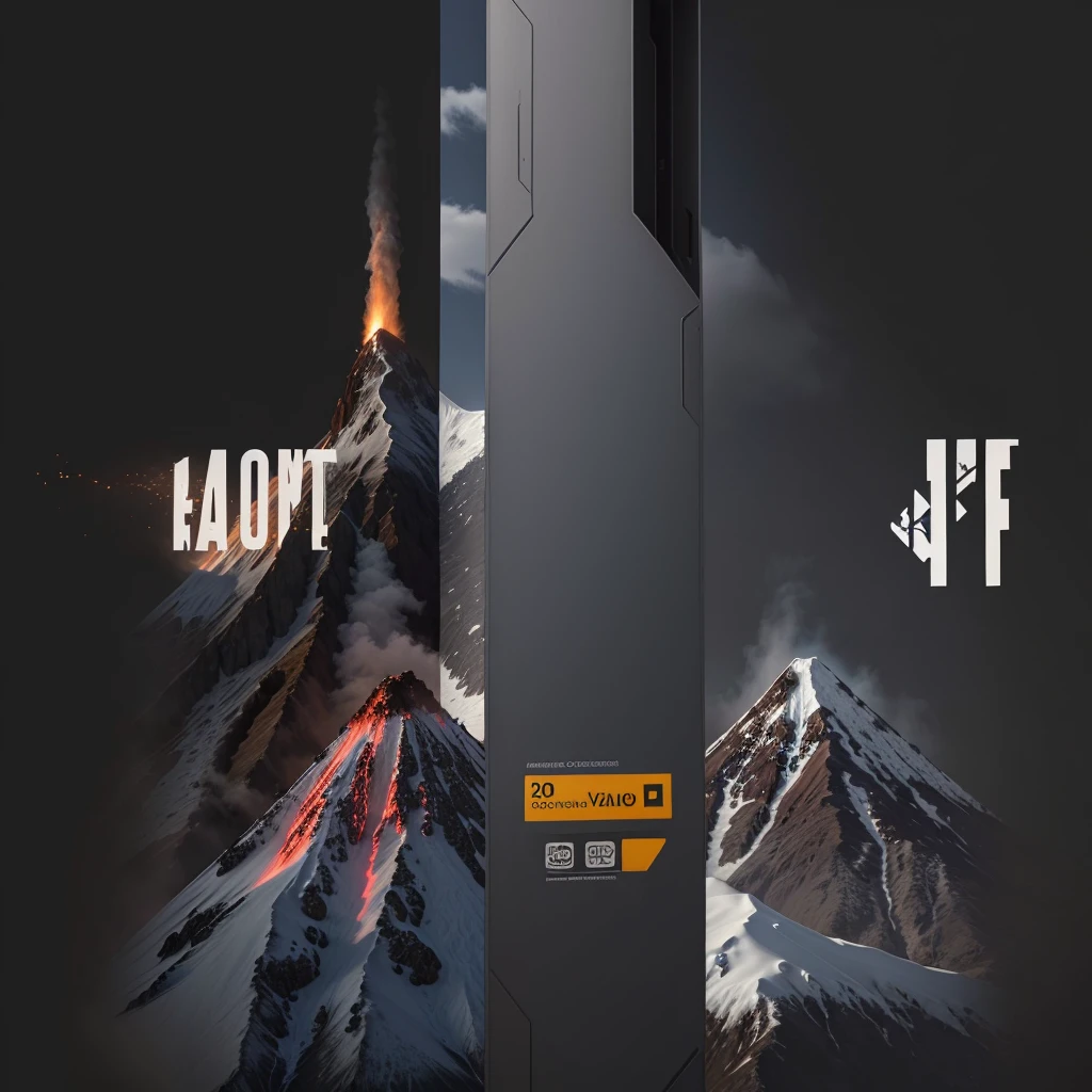 Highest quality,Realistic style,reality,The background on the left is a picture of a volcano, The background on the right is cold and snowy, product photo