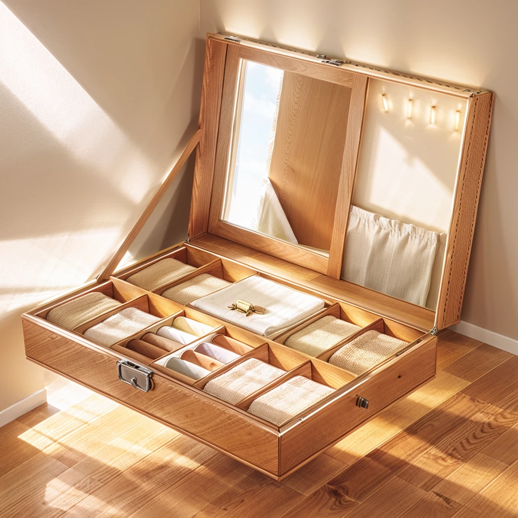 Comfort Room,White curtains,Soft sunshine,Linen floor coverings，Textured，Light filter，Watch Storage Box,Wood grain gloss,Peaceful and tranquil,Wall Still Life,Elegant decoration,Half-open windows,light breeze,Turn the pages,Peaceful atmosphere,Warm and comfortable living atmosphere。
