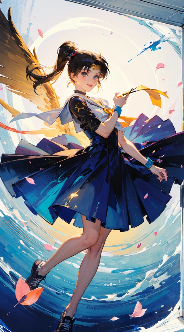 masterpiece, best quality, illustration, 1girl, solo, Nima, (gold long hair), (black big wings), (blue dress), sharp eyes, (vivid color), light, thick smoke:1.6, (floating white ink:1.8), Cyan flame, (beautiful and clear background:1.25), (depth of field:0.7), Dreamlike, (highres:1.2), (ultra-detailed:1.2), (extremely detailed CG unity 8k wallpaper:1.2), (traditional media), (sketch:1.1), finely detailed beautiful eyes and detailed face, (flying petals:1.2), red roses, dynamic colors, colorful, dynamic pose, dynamic angle, (full body), knife, breath of fire 2, Nina, medium breasts, (detailed eyes), cute, beauty, HDR, 4K, nier anime style, harmony, Nina The main character is Usagi Tsukino, a clumsy and seemingly ordinary age girl who discovers that she is the reincarnation of Sailor Moon, the legendary warrior of love and justice. Usagi is joined by other Sailor Guardians, including Sailor Mercury, Sailor Mars, Sailor Jupiter, and Sailor Venus, each of whom possesses unique powers and abilities. Together, they fight evil forces, protect the world from various threats, and search for the Moon Princess. cybermisty, blonde hair, make up, green eyes, choker, jewellery, wearing a purple sweater, ripped jeans, pants, looking at viewer, serious, smiling,
standing, arms crossed, inside a pawn shop, counter, soft lighting, extreme detail, masterpiece, (masterpiece:1.2, best quality), (highly detailed:1.3), school locker room, multiple girls, 5girls, five girls, 11yoli, loegs, (white panties), white t-shirts, posing for camera, smile, sneakers, (changing clothes), chatting, talking, bright, warm