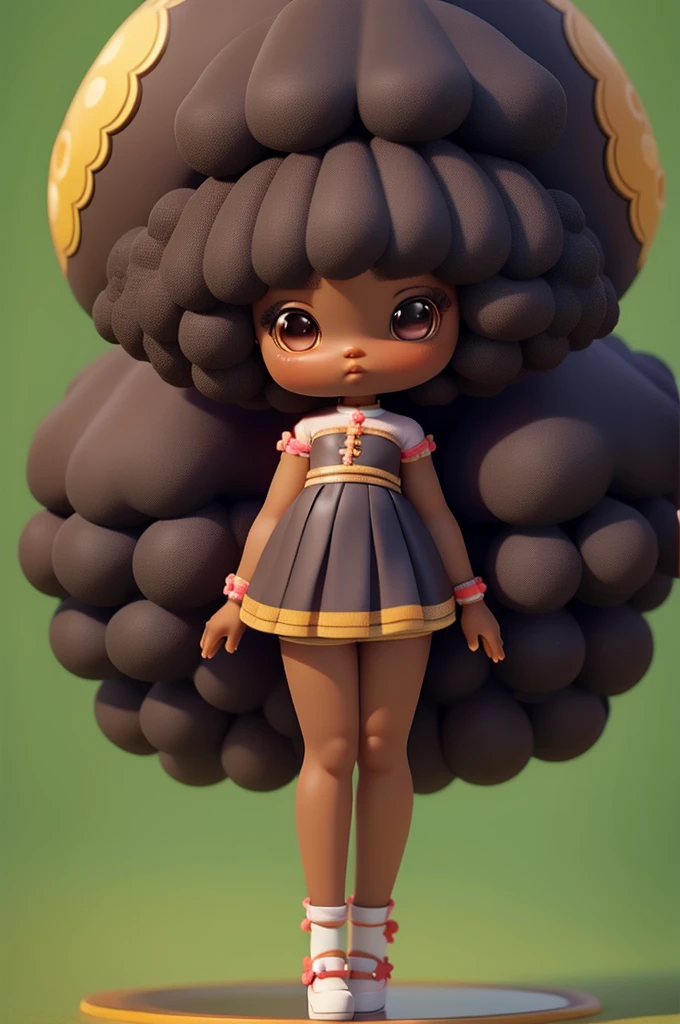 (full body);Create a series of cute black afro dolls chibi style afro skin loli style