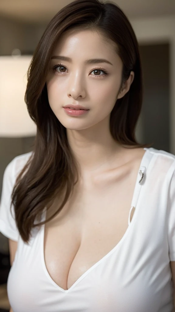 One girl,First Person View, (masterpiece:1.3), High resolution, Very detailed, Very detailedな CG Unity 8k 壁紙, Realistic, photo-Realistic, RAW Photos, Beautifully detailed face, Pale skin, Realistic glistening skin, Detailed cloth texture, Detailed hair texture, Perfect body, Beautiful Face, Accurate, Anatomically correct, Highly detailed face そして skin texture, Natural neck length, (Beautiful Hそしてs), (Fair skin:1.2),Heavy chest,  Charm,   Written boundary depth,   (Perfect Anatomy:1.2), Accurate手足, Emphasize cleavage, Camel Toe:1.21, (Highest quality:1.4), 32k resolution,   High resolution32k UHD, (masterpiece:1.2)), (Improvement of quality:1.4), finely,Very detailed, Symmetrical eyes,  (Wide Hips),  Light shines in, Light and shadow are clear, Professional Cinema Lighting ,(Huge breasts:1.3),  white T-shirt,cleavage between breasts,sexy pose,standing,,large breasts,butt,short of a person,whole body,plump body,long hair,straight hair,looking at viewer,sky,daytime,high quality,photorealistic,dslr,masterpiece,highly detailed,japanese,Country house