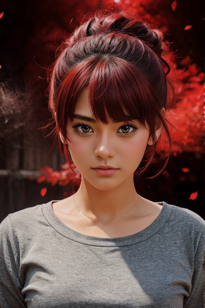 Create a anime picture with paartha memes name background red colour