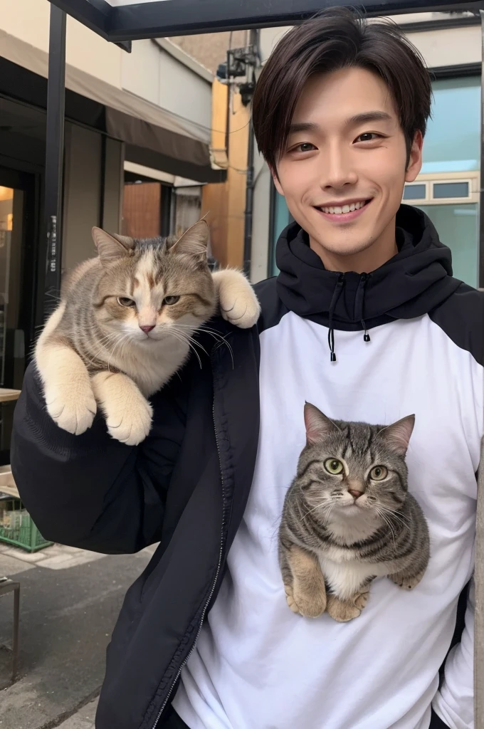 A handsome and kind boyfriend. He has a bit of a cat-like personality, but when he smiles he becomes like a dog. 28~A thin man, about 35 years old, with slightly long hair, 180 cm tall