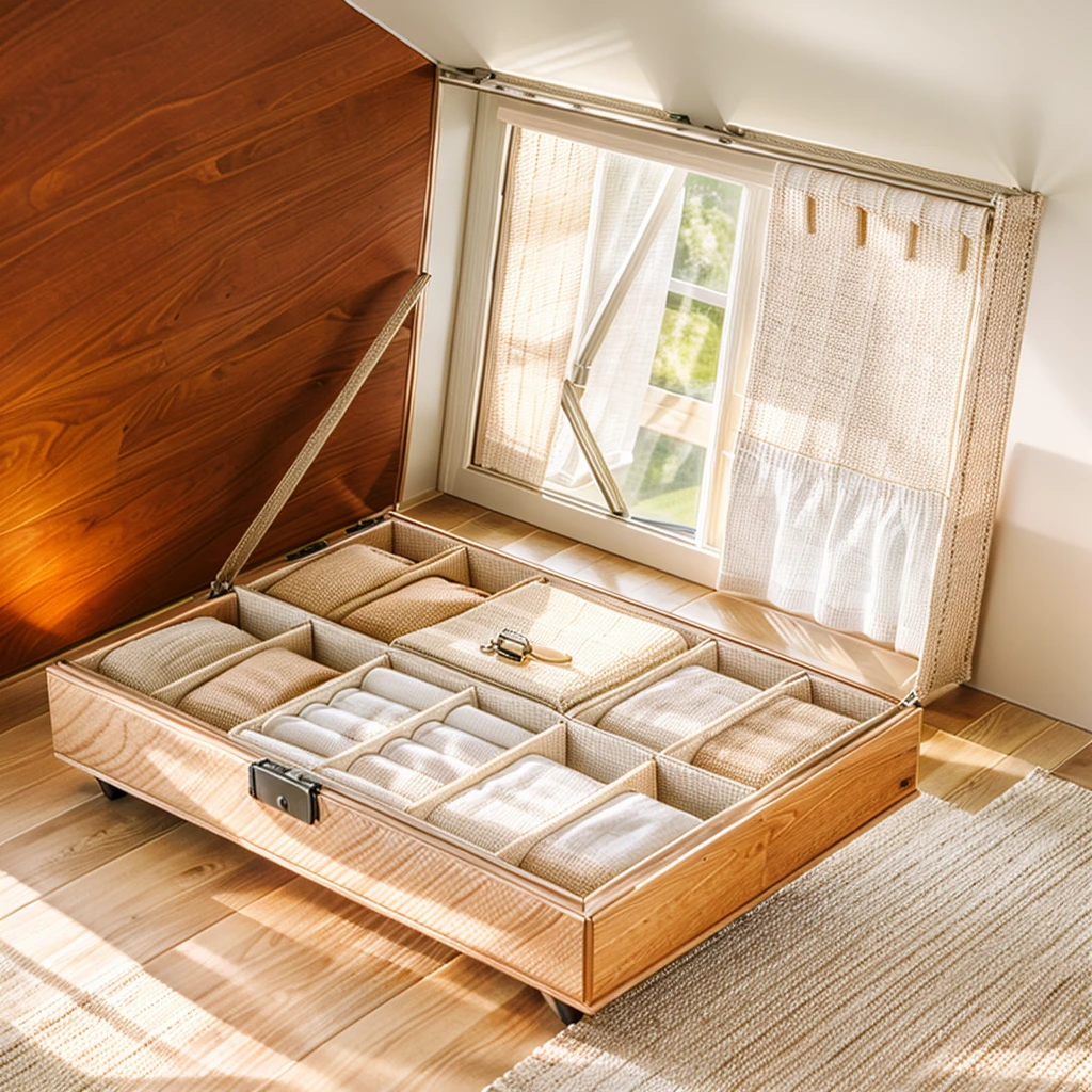 Comfort Room,White curtains,Soft sunshine,Linen floor coverings，Textured，Light filter，Watch Storage Box,Wood grain gloss,Peaceful and tranquil,Wall Still Life,Elegant decoration,Half-open windows,light breeze,Turn the pages,Peaceful atmosphere,Warm and comfortable living atmosphere。
