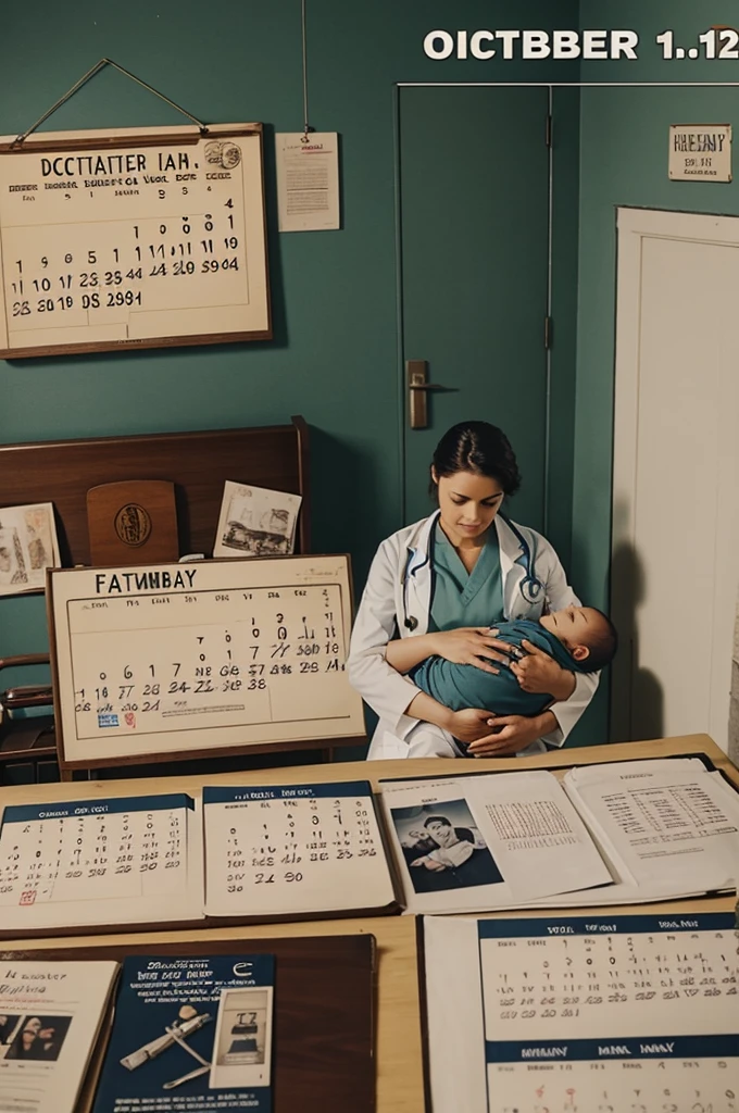 You can generate a family, a hospital from the year 1940 and I have a in my arms and back here there is a calendar where it says the date October 6, 1940 and there is also a doctor and patient from behind