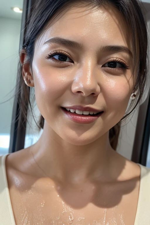 一人のwomanの画像,、Face close-up、Smooth Skin、masterpiece、Highest quality、8K Photo、((close your eyes and open your mouth slightly))、close your eyes、Suffering face、(Wrinkles around the eyes:1.2),woman, 20-year-old、中年woman、Get closer to the audience、Wet lips、kiss pov,tilt your face slightly to the left、薄Dark Room、Dark Room、((Oily skin、Sweat, skin shining with Sweat,))